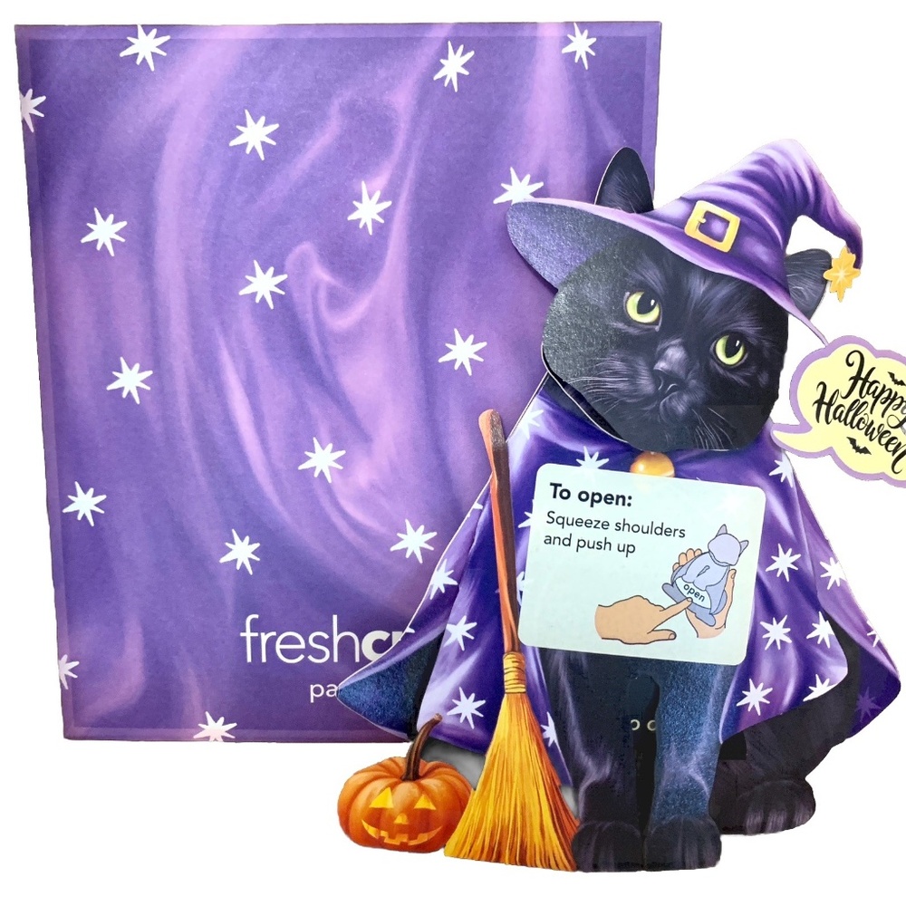 Pop up Greeting Cards 3D Halloween Black Cat In Witch Costume Popup Holiday Gift - Picture 4 of 6